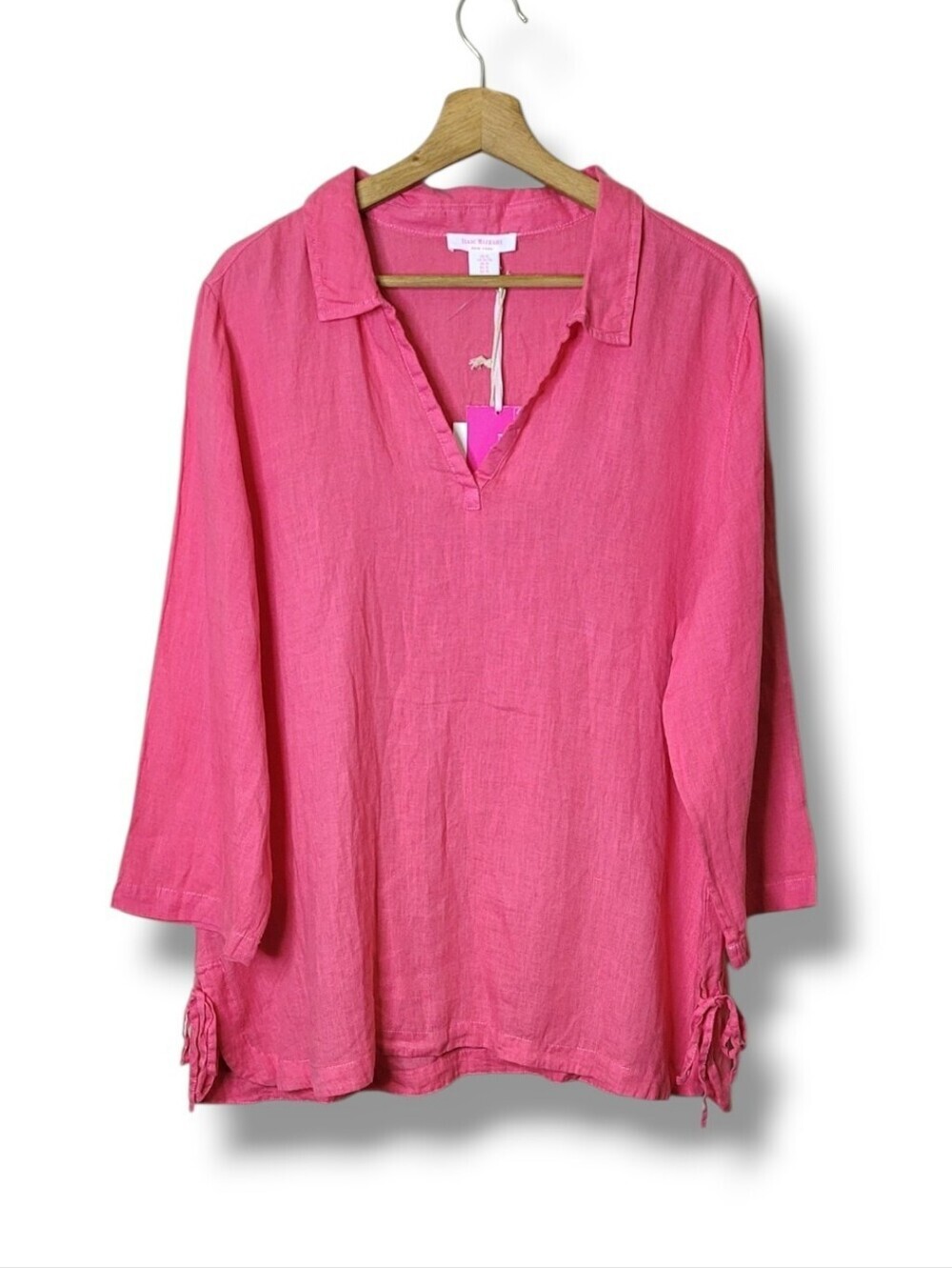 Isaac Mizrahi Pink Linen Tunic Top Size XL NWT - Picture 1 of 8